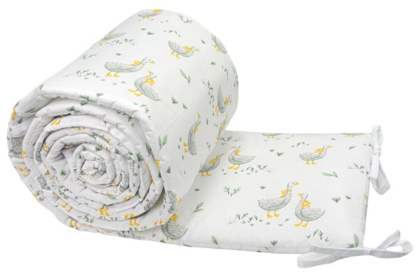 Obroba za posteljico 420×30 cm, goska z zelenimi listki